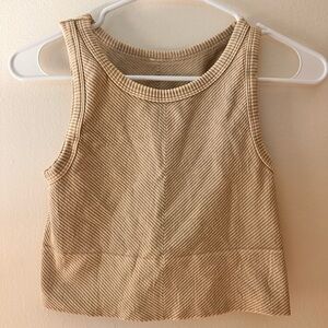 Striped Tan Sleeveless Crop Top